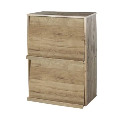 Abbildung von Iris Ohyama, Möbel, Bibliothek, Aufbewahrungsregal, 2 Klapptüren, Design, Modern, Vielseitig verwendbar, Büro, Schlafzimmer, Wohnzimmer Flap Rack CHR Aschbraun