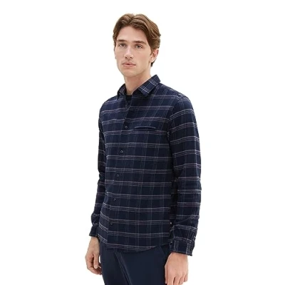 Abbildung von TOM Tailor MIT Karomuster Hemd, Herren, Größe: XL, Navy tonal check
