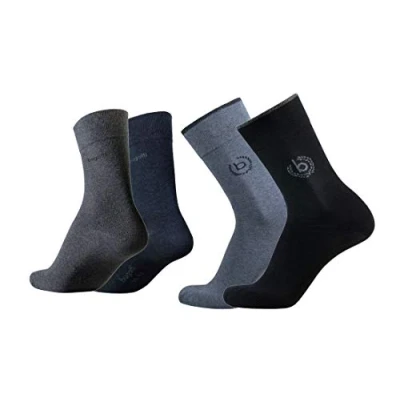 Abbildung von bugatti Herren 4er Pack Logo + uni basic schwarz, jeans melange, Size:43 46, Farben:jea/blk