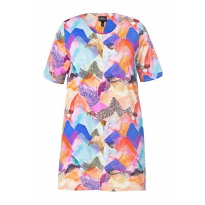 Abbildung von Ulla Popken Abstract Short Sleeve Tshirt print, Damen, Größe: 42/44, Turquoise blue