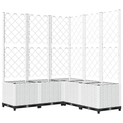 Abbildung von vidaXL Pflanzkübel mit Rankgitter, Pflanzkasten Spalier, Blumenkübel Gartenspalier, Hochbeet Blumenkasten Rankhilfe, Rankkasten, Weiß PP