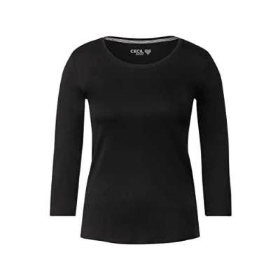 Abbildung von Cecil MIT Rundhals Langarmshirt, Damen, Größe: Small, Schwarz