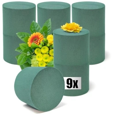 Abbildung von com four® 6X Steckmasse für Blumengestecke in Zylinderform Steckschaum Frischblumen Steckschwamm zum Basteln Hochzeit, Ostern und Geburtstag (6 Stück Zylinder groß)
