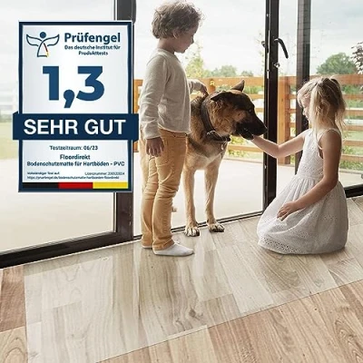 Abbildung von Floordirekt Bürostuhlunterlage Bodenschutzmatte Bodenmatte Stuhlunterlage Transparent Stärke: 1,5 mm für Hartböden (Neo, Breite: 90 cm, Länge: 220 cm)