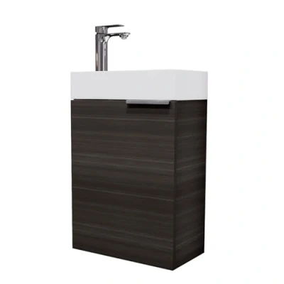 Abbildung von Planetmöbel Waschtisch mit Unterschrank 40 cm Waschbecken Bad Gäste WC, Anthrazit
