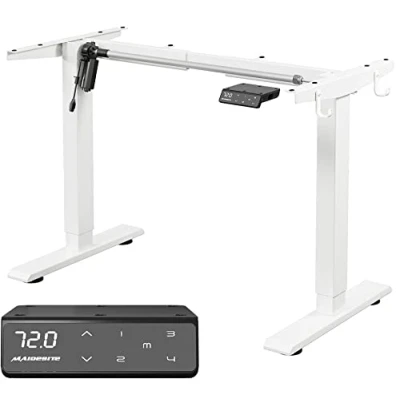 Abbildung von MAIDeSITe Schreibtisch elektrisch mit starken Motor, tischgestell höhenverstellbar 2 teiligen Beinen sowie auch 4 Memory Steuerung T1 Pro(Weiß)