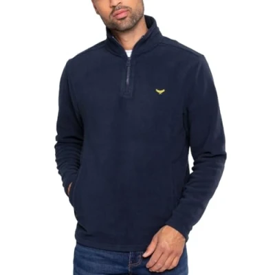 Abbildung von Threadbare Herren Blade Quarter Zip Fleece Sweatshirt Pullover, Navy, L