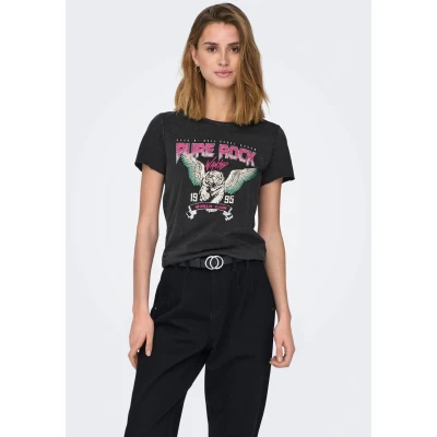 Abbildung von ONLY LUCY REG S/S JRS NOOS Tshirt print, Damen, Größe: Medium, Black