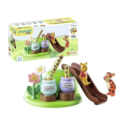 Abbildung von PLAYMOBIL 1.2.3 &amp; Disney 71317 Winnies Tiggers Bienengarten, Winnie Puuh, Lernspielzeug für Kleinkinder, Spielzeug Kinder ab 12 Monaten