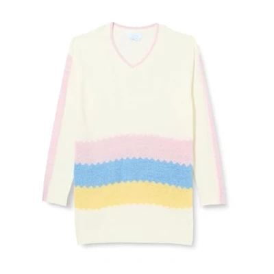 Abbildung von SIDONA Women&#039;s Damen Strick Pullover 15426478 SI01, Weiss Rosa Gelb, XL/XXL Sweater
