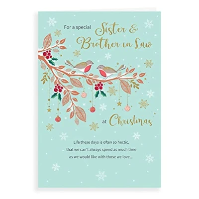 Abbildung von Piccadilly Greetings Klassische Weihnachtskarte &quot;Sister &amp; Brother in Law&quot; Regal Publishing C85445, Grün, 22,9 x 15,2 cm