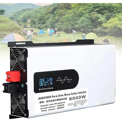 Abbildung von 5000W 6000W 8000W 10000W 12000W Reiner Sinus Wechselrichter 12V 24V 48V 60V 72V 96V auf 220V 230V Spannungswandler Inverter Umwandler mit Steckdose,Digital Anzeige Konverter (6000W,12V)