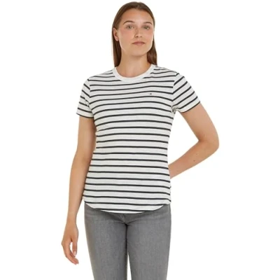 Abbildung von Tommy Hilfiger 1985 SLIM Tshirt print, Damen, Größe: Small, Ecru/desert sky