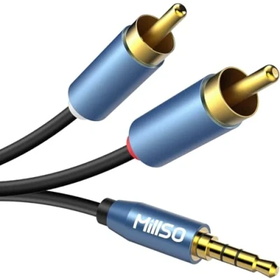 Abbildung von MillSO Cinch Audiokabel 3m Klinke auf Chinch Stereo Audio Aux 3,5mm zu 2 RCA Kabel (Vergoldet Metall Stecker, Doppelte Schirmung)