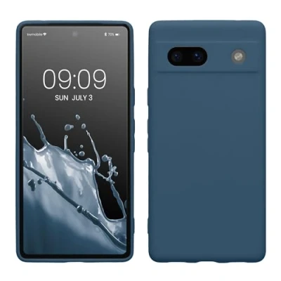 Abbildung von kwmobile Handyhülle kompatibel mit Google Pixel 7a Hülle Handy Case aus weichem Silikon in Marineblau