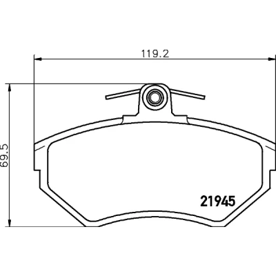 Abbildung von HELLA 8DB 355 018 241 Bremsbelagsatz nicht für Verschleißwarnanzeiger vorbereitet mit Bremssattelschrauben VOLKSWAGEN: GOLF 3, Polo III Schrägheck