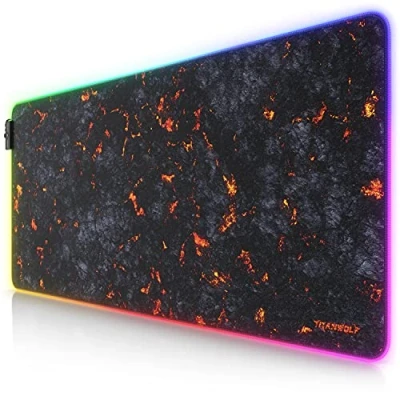 Abbildung von CSL Computer XXL RGB Gaming Mauspad LED Schreibtischunterlage 900 x 400 mm Übergröße Mehrfarben 11 Beleuchtungsmodi 7 Farben plus 4 Effektmodi waschbar Lava
