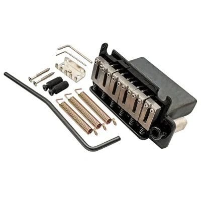 Abbildung von Musiclily Pro 54mm 2 Punkt Strat Tremolo Steg Bridge mit Edelstahl Saitenreiter Vollstahlblock für Japan Import E Gitarre, Schwarz