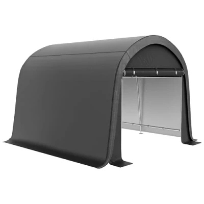 Abbildung von Outsunny Faltgarage Foliengerätehaus, 3 x m Gerätehaus mit UV Schutz (Lagerzelt, 1 St., Foliengarage), für Garten, Balkon, Stahl, PE, Grau