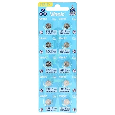 Abbildung von 10 Stück Vinnic Knopfzellen AG11, Batterie, 7,9x7,9x2,1mm