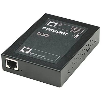 Abbildung von INTELLINET 1 Port Power over Ethernet PoE+ Splitter mit wählbarer Ausgangsleistung (5/7.5/9/12V DC), LED Anzeige, lüfterfrei &amp; leise Schwarz, 28