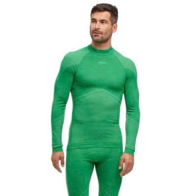 Abbildung von FALKE Herren Baselayer Shirt Wool Tech Round Neck M L/S SH Wolle Funktionsmaterial schnelltrocknend 1 Stück, Grün (Grassgreen 7014) Trend, XL