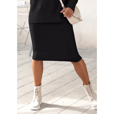 Abbildung von LASCANA Strickrock, elastischer Midirock, schmale Form