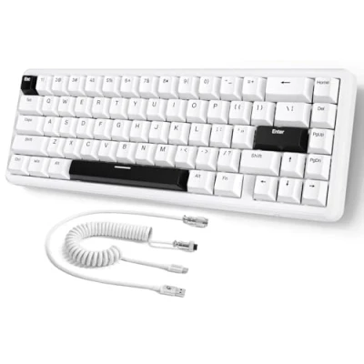 Abbildung von MAMBASNAKE Attack Shark X65 HE Rapid Trigger Tastatur, 0,01 mm RT Genauigkeit, 8KHz, 60% kabelgebundene Magnetschalter Tastatur mit 8KHz Kabel, Einstellbare Betätigung, Snap Tap, für PC/Mac, Weiß