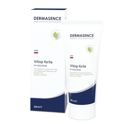 Abbildung von DERMASENCE Vitop forte Pflegecreme, 200 ml Hautschützende Basispflege bei trockener und zu Neurodermitis neigende Haut Entzündungen vorbeugend mit Wirkkomplex aus Färberwaid Aloe Vera