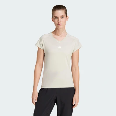 Abbildung von adidas Damen AEROREADY Train Essentials Minimal Branding V Neck Tee, Wonder Alumina/White, XL