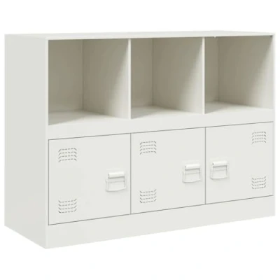 Abbildung von vidaXL Sideboard, Kommode Anrichte für Wohnzimmer, Metallschrank Schrank mit Stauraum, Highboard Beistellschrank Mehrzweckschrank, Weiß Stahl