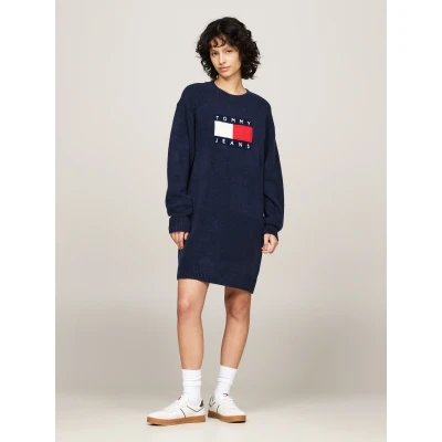 Abbildung von Tommy Jeans FLAG melange Dress Strickkleid, Damen, Größe: 3XL, Dark night navy