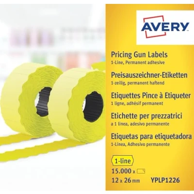 Abbildung von Avery Zweckform YPLP1226 Preisauszeichner Etiketten, 1 zeilig, 12 x 26 mm, 10 Rollen/15.000 gelb