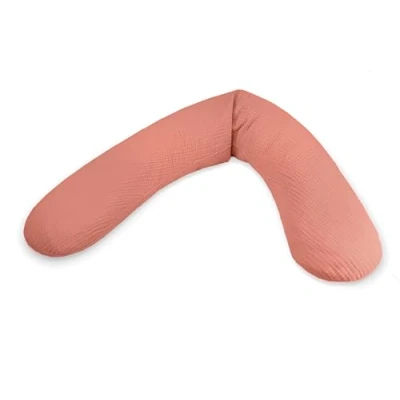 Abbildung von Theraline Ersatzbezug für Das Original Schwangerschaftskissen &amp; Stillkissen, Stillkissen Bezug 190 cm, Musselin aus 100% Baumwolle, Farbe: Terra Cotta