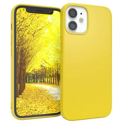 Abbildung von EAZY CASE Handyhülle Silikon mit Kameraschutz kompatibel iPhone 12 Mini in Gelb, Ultra dünn, Slimcover, Silikonhülle, Hülle, Softcase, Backcover