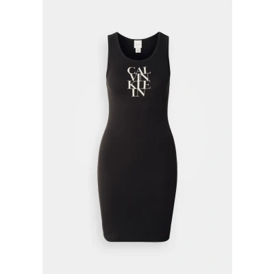 Abbildung von Calvin Klein Damen Bodycon Kleid Cotton Rib Mini, Schwarz (Black), XS