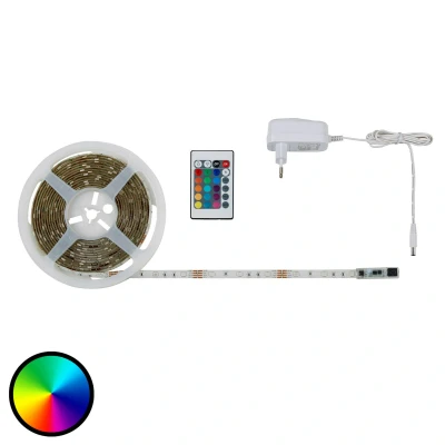 Abbildung von Briloner Leuchten LED Band 5m, Strip Farbwechsel, silikonummantelt, selbstklebend, 150 x RGB 0,16W, Kunststoff, 24 Watt, Weiß