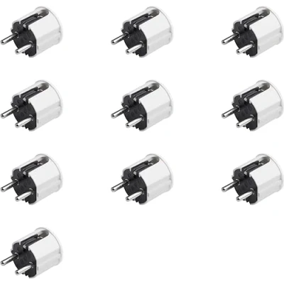 Abbildung von Meister Schutzkontakt Stecker 10 Stück Kunststoff weiß 250 V 16 A Maximaler Kabelquerschnitt 2,5 mm² IP20 Innenbereich Seitliche Einführung / Schuko mit Zugentlastung 7421670