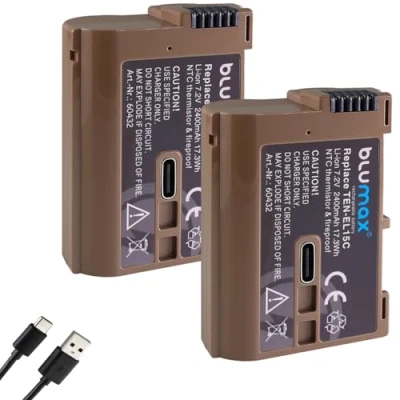 Abbildung von 2X blumax Akku Ersatz für Nikon EN EL15c 2400mAh EL15b EL15a EL15 mit USB Typ C Ladebuchse // NTC Sensor &amp; V1 Gehäuse Z8 Z7 II Zf