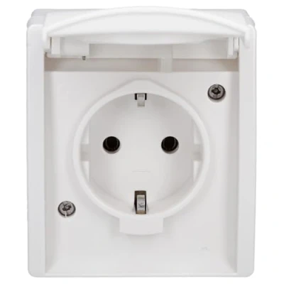 Abbildung von Busch Jaeger 20 EW 54 SCHUKO® Steckdose mit Klappdeckel Alpinweiß ocean® (IP 44) 2CKA002083A0834