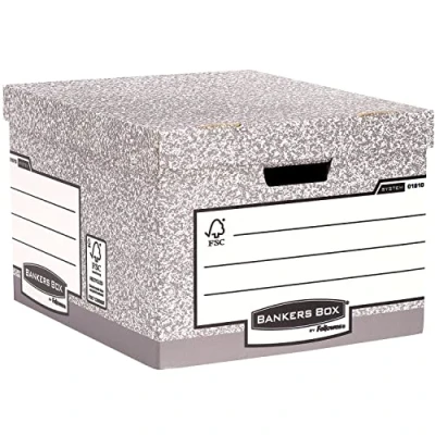 Abbildung von Bankers Box Archivbox mit FastFold System, groß, FSC, 10er Packung, grau