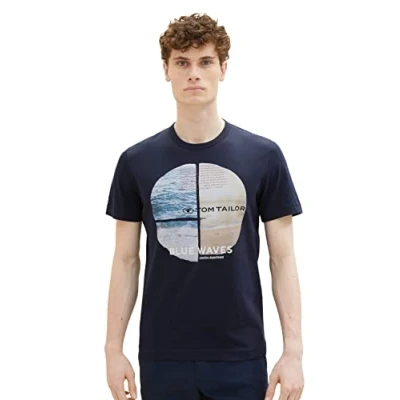 Abbildung von TOM Tailor MIT Fotoprint Tshirt print, Herren, Größe: Medium, Sky captain blue
