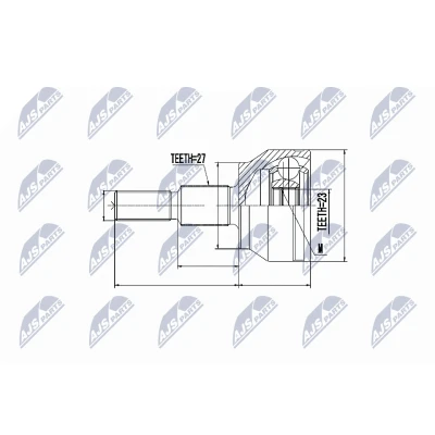 Abbildung von NTY NPZ FR 049 Gelenksatz Doppelkupplungsgetriebe 6 Gang Vorderachse links FORD: FOCUS 3, 3 Turnier, Grand C Max