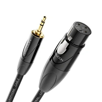 Abbildung von deleyCON 2m XLR auf 3,5mm Klinke Stereo Mikrofonkabel Audio Adapter Kabel AUX Studio Qualität aus reinem OFC Kupfer (AWG24) Buchse Stecker Metallverriegelung