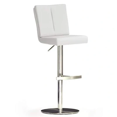 Abbildung von Robas Lund Barhocker Weiß mit Lehne Barstuhl drehbar 360 Grad, Hocker höhenverstellbar, PU BRU.NI 50 x 42 114 cm