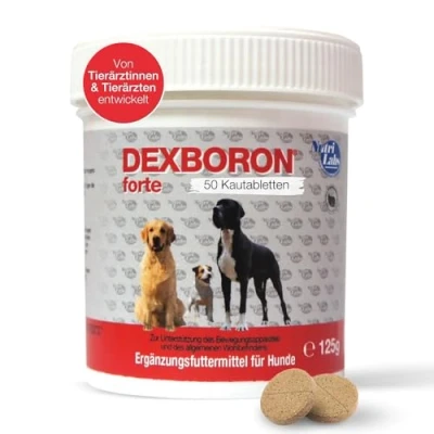 Abbildung von NutriLabs Dexboron® forte Hunde Kautabletten 50 STK. Tabletten mit Teufelskralle für Regenerationsmittel Weidenrinde, Weihrauchextrakt u.v.m.