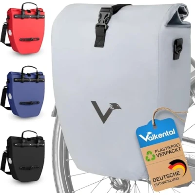 Abbildung von Valkental Große &amp; wasserdichte Gepäckträgertasche 20L Füllvolumen Fahrradtasche für Gepäckträger in Vollreflektierend