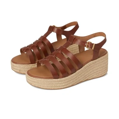 Abbildung von Fitflop Damen Platfforms Espadr. Leather Fisherman Wedge Sandals Keilsandale, Deep Tan, 41 EU