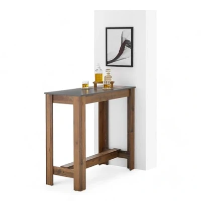 Abbildung von MODESTO Bartisch in Anthrazit / Old Style Optik Moderner Hochtisch für Küche &amp; Esszimmer 115 x 103 50 cm (B/H/T)