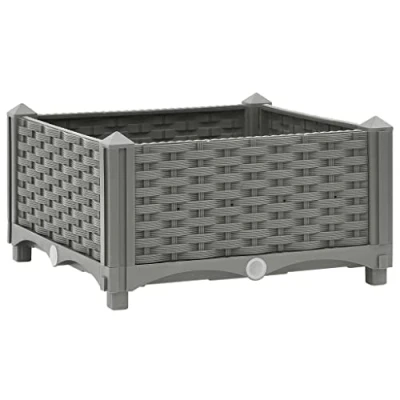 Abbildung von vidaXL Hochbeet, Hochbeet für Garten Balkon Terrasse, Gemüsebeet Pflanzkasten zum Selber Bauen, Blumenbeet Blumenkasten Rattan Optik, Polypropylen